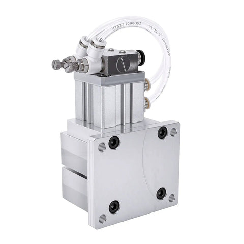 Pneumatic Vise That Clamps Like a Champ With 3mm Stroke 40kg Thrust Aluminum Alloy Air Operated CNC Workholding Tool With Quick Connect Fittings For Drilling Grinding Engraving And Milling Machines, front view