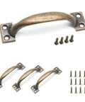 4 Pack 4 Inch Bronze Metal Cabinet Handles Rustic Drawer Pulls Vintage Curved Cupboard Handles For Kitchen Cabinets Furniture And Closet Doors With Screws Easy Install And Durable Solid Metal Hardware With Retro Vibe