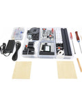 FTVOGUE Z8000M Mini Lathe components in a clear storage case, including parts for precision machining and various tools.