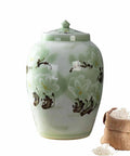 Slay Your Pantry Game With This Knockout Green Ceramic Rice Jar Featuring Hella Secure Airtight Lid Perfect For Stashing Cereals Grains Coffee Or Tea Straight Up Classic Decor.