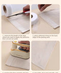 Instructions for using Easy No Sew Hemming Tape Fabric Adhesive DIY Friendly For Quick Hem Fixes On Pants Jeans Curtains And Dresses