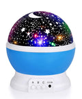 Moon And Star Night Light Projector With 360 Degree Rotation 4 LED Bulbs 9 Color Changing Modes USB Powered Wall Mount
