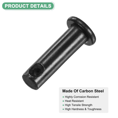 20 Pack Single Hole Carbon Steel Clevis Pins M6x20mm Flat Head For Mechanical Linkage Fixed Parts Ship Rigging Quick Assembly Reusable Link Hinge Pin Heavy Duty Hardware Fasteners, black
