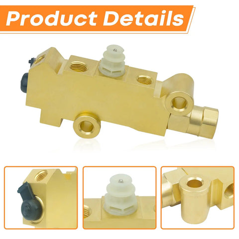Brass Brake Proportioning Valve For Front Disc Rear Drum Setup Fits Classic Chevy Buick Trucks With Dual Reservoir Tanks, side view.