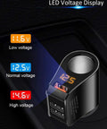Straight Fire 3 Usb Car Charger Adapter Fast Charging Cigarette Lighter Plug showing LED voltage display and dual USB ports.