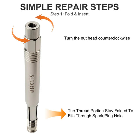 Back Tap Spark Plug Thread Repair Tool For M14x1.25 Stripped Threads, No Head Removal, Debris Free Engine Safe Design