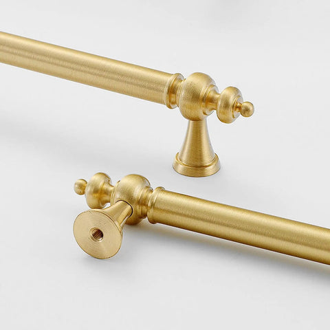 Killer Solid Brass Cabinet Pull 266mm Double Hole Style With Bombproof Gold Plating For Wardrobes And Drawers Top Shelf Hardware Knockout Design Durable Smooth Action Rig on white background.