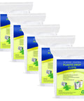 Five packs of 30 Pack Clear Plastic Drop Cloths For Painting, Waterproof And Dustproof Protection, Heavy Duty 9x12 Feet Tarps displayed