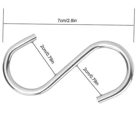Heavy Duty Stainless Steel S Hooks 2.75 Inch Pack Of 100 For Hanging Pots And Pans, Coffee Cups, Clothes, Plants, Jeans Rust Resistant With Smooth Surface And Up To 22 Lbs Capacity
