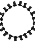 Heavy Duty Stainless Steel Quarter Dzus Fasteners With Button Oval Head And 7/16 Inch Stem, Black Quick Release Latch Hardware, viewed from above in a circular arrangement.