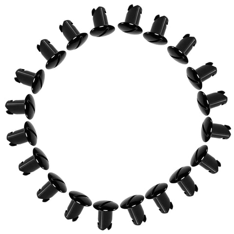 Heavy Duty Stainless Steel Quarter Dzus Fasteners With Button Oval Head And 7/16 Inch Stem, Black Quick Release Latch Hardware, viewed from above in a circular arrangement.