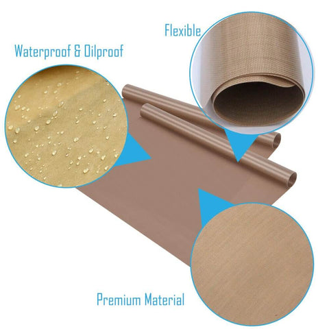 10 Pack PTFE Teflon Sheets For Heat Press 16x24 Inches Non Stick Ultra High Temp Heat Resistant Craft Mats For Transfers Vinyl Sublimation And DIY Projects showing flexible and waterproof features
