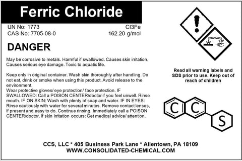 Label for Ferric Chloride PCB Etchant 100ml Bottle For Precise Copper Etching On Circuit Boards, Industrial Grade Etching Solution.