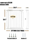 Walk Through Baby And Pet Gate For Stairs And Doorways No Drill Easy Install Adjustable Indoor Safety Gate Pressure Mounted with dimensions