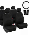 Full Set Cloth Car Seat Covers With Universal Fit For Front Seats And Split Rear Bench, Airbag Compatible And Easy Clean For SUV Sedan And Van, Black Everyday