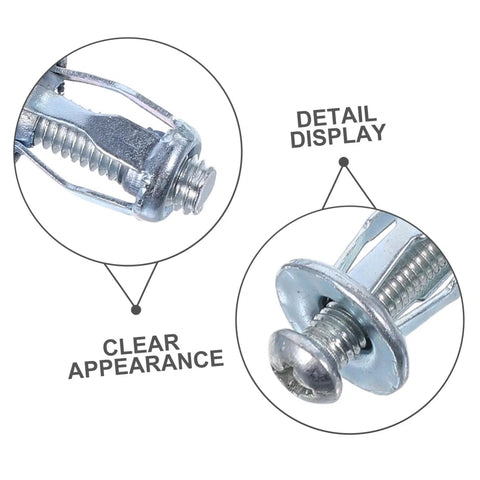 Beefy Heavy Duty Metal Expansion Bolt Kit 35 Piece Petal Nut Fasteners For Hollow Wall And Plasterboard M4 M5 M6 Secure Fastening For Home Repairs DIY Projects And Installations close-up metal petal nut expansion bolt