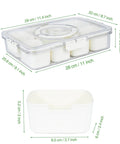 Two Pack Divided Snack Box With Clear Lid And Handles Portable Charcuterie Tray For Parties And Picnics BPA Free Plastic