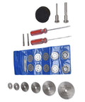 Forty Four Piece Cutting Wheel Set With Diamond Cutter Wheels And Circular Saw Blades for rotary tools, includes screwdriver and storage case