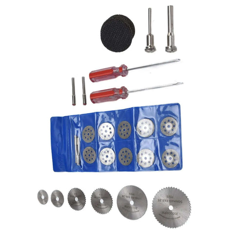 Forty Four Piece Cutting Wheel Set With Diamond Cutter Wheels And Circular Saw Blades for rotary tools, includes screwdriver and storage case