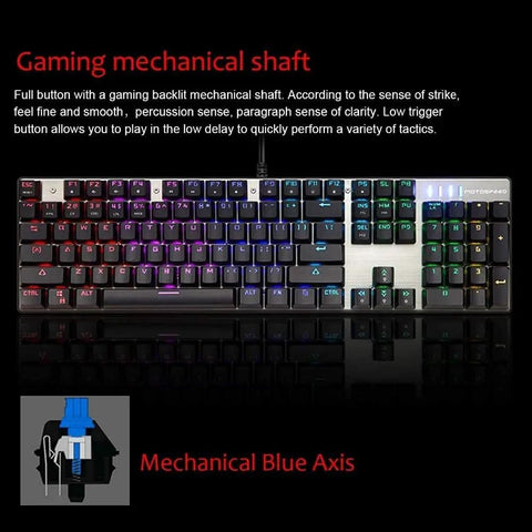 Top Tier Legit Gaming Mechanical Keyboard And Adjustable DPI Mouse Combo With Long Wired Cable For PC Laptop Desk Setup Featuring RGB LED Backlights and Non Slip Grip Pad For A Straight Fire Gaming Session Right Now with mechanical blue axis.