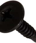Steel Self Drilling Screw With Black Phosphate Finish Modified Truss Head For A Low Profile Look Phillips Drive No 2 Drill Point Thread Size Eight To Eighteen Three Quarter Inch Long Pack Of One Hundred, close-up view