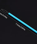 Blue plastic needle threader from the 5 Pcs Needle Threader Set For Hand Sewing And Sewing Machines, shown with dimensions.