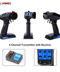 Beefed-Up 4 Channel RC Transmitter Receiver Kit With 2840 Brushless Motor 5000KV, close-up of transmitter controls and receiver