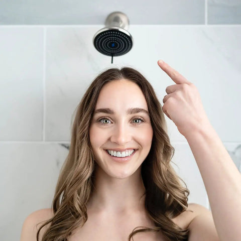 High-Pressure 3-Function Rain Shower Head With Luxury Modern Look Three Point Seven Five Inch Wide Angle Rainfall in use