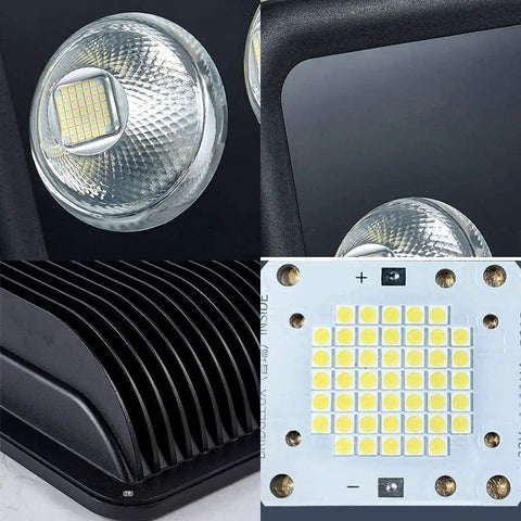 Heavy Duty 500W LED Outdoor Floodlight IP66 Waterproof Security Projector with glass lens and aluminum heat sink.
