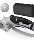 Super Lightweight Cordless Electric Scissors With 4V Battery And LED Light, ergonomic design, includes blade and storage case.