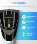 Wireless Hybrid RFID And 2D Barcode Scanner With UHF RFID Reader Bluetooth Scan For Retail And Hospitality Systems Boss Level Data Capture And Quick Mode Switching, featuring mode switch display with indicators for RF, ST, and 2D modes.