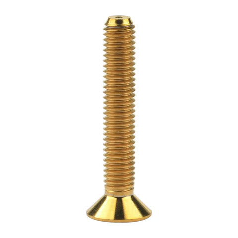 Premium Gr5 Titanium Countersunk Flat Head Bolts M5 X 30Mm Sweet Gold Finish, side view of single bolt with hex drive.