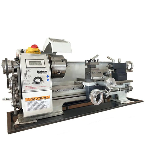 QYLTTDM 900W Mini Metal Lathe Machine, Precision Benchtop Lathe with digital control and chuck for small part machining.
