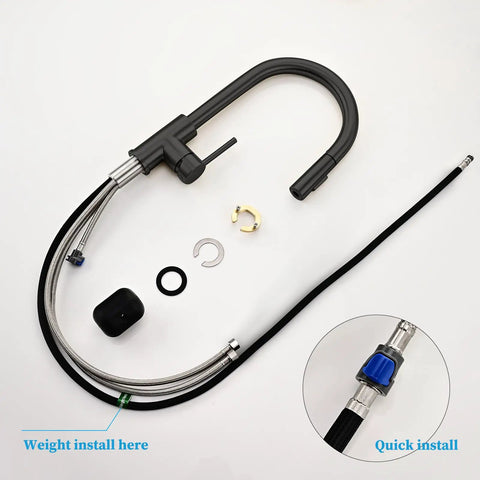 Black Kitchen Faucet With Pull Down Sprayer High Arc Stainless Steel Matte Black Finish Lead Free SUS304 CUPC Cartridge No Deck Plate Includes Extra Sprayer Head And Spare Soap Dispenser Easy Clean