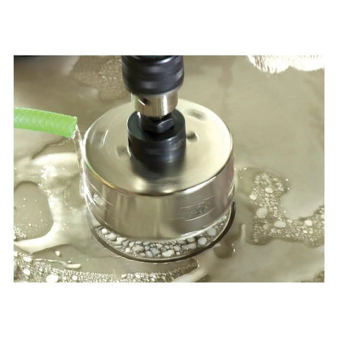 Diamond Grit Hole Saw For Small Diameter Holes 2-1/2 In Diameter 1-5/8 In Cutting Depth 5/8-18 Thread XA2/XA10 Arbor Silver Finish Pro Grade Tool For Quick Clean Drilling In Non Metallic Materials cutting glass