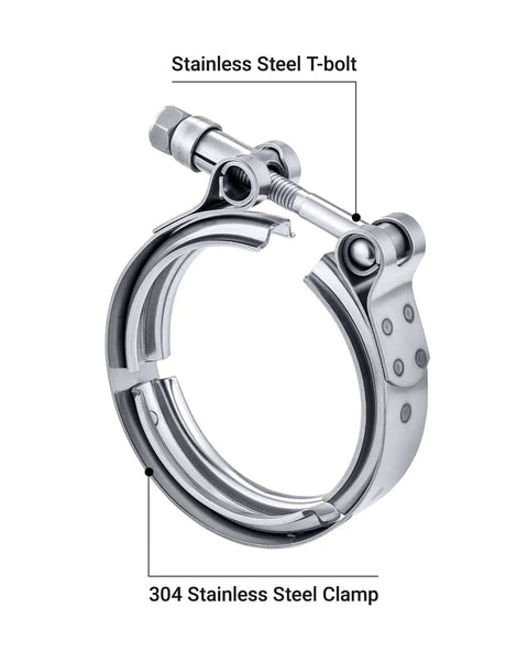 3 Inch V Band Clamp Stainless Steel 304 No Flanges Fits 3.0 Inch Flange, Easy To Install And Remove, Durable Exhaust Clamp