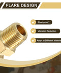 Brass pipe fitting with male NPT threads, close-up view of straight coupling adapter for 3/16 inch pipe