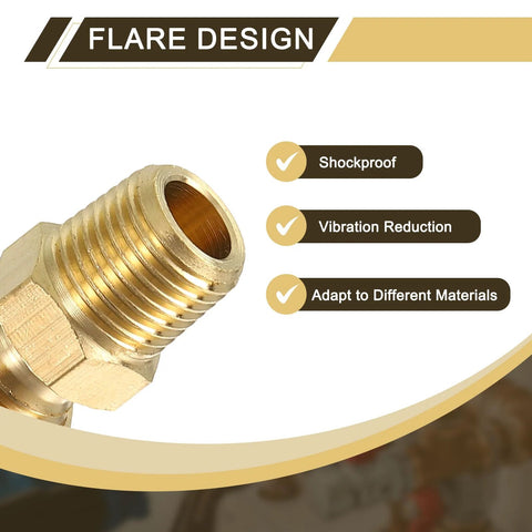 Brass pipe fitting with male NPT threads, close-up view of straight coupling adapter for 3/16 inch pipe