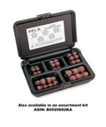 Open case showing Threaded Inserts For Metal 12L14 Carbon Steel 1/2-13 Internal Threads And 3/4-10 External Threads 0.656 Inch Length.