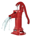 Old School Cast Iron Hand Pitcher Water Pump For Garden And Pond, Antique Manual Well Pump With NPT One And A Quarter Inch Connection, Easy Install, Up To 25 Feet Lift, Classic Backyard Farm Decor That Also Keeps Water Flowing, Red.