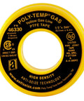 Yellow PTFE Poly Temp Extra Heavy Duty Gas Line Tape 260 Inch Length 0.5 Inch Width Pack Of 5 Lubricates Threads, label view