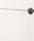 Heavy Duty Solid Metal Core Cabinet Knobs 10 Pack Black Iron One And One Quarter Inch Hardware For Cabinets And Drawers Built To Last With Refined Rustic Collection For A Modern Rugged Vibe on white door