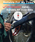 Person installing Schrader Tire Valve Core 100 Pack Durable Nickel Plated Replacement For Cars, Trucks, RVs, ATVs, with bike wheel in view