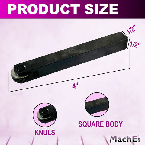 Single Knurl Straight Linear Knurling Tool Holder product size dimensions with 1/2x1/2x4 inch measurements for lathe machine