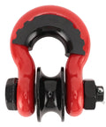 34 Inch Heavy Duty Off Road Recovery Shackle With Pulley 2 Pack, 18 Ton Load Capacity, Carbon Steel With Rubber Coating