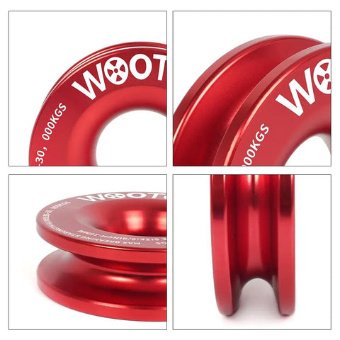 Beefy Winch Snatch Recovery Ring 66000 Lb Aluminum Pulley For Soft Shackle Compatibility Fits Quarter Inch Three Eighths Inch Three Sixteenths Inch Soft Shackles One Half Inch Seven Sixteenths Inch Ropes Off Road Vehicle Recovery red aluminum recovery ring