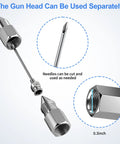 Five-piece stainless steel grease gun needle tip kit with dispenser, detachable needle tip, rubber joint, and two nozzle tips