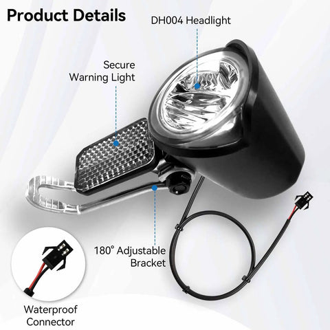 Ultra Bright Front Bike Headlight For Night Riding On 6 To 60V Electric Bikes Waterproof LED Front Light With SM Plug