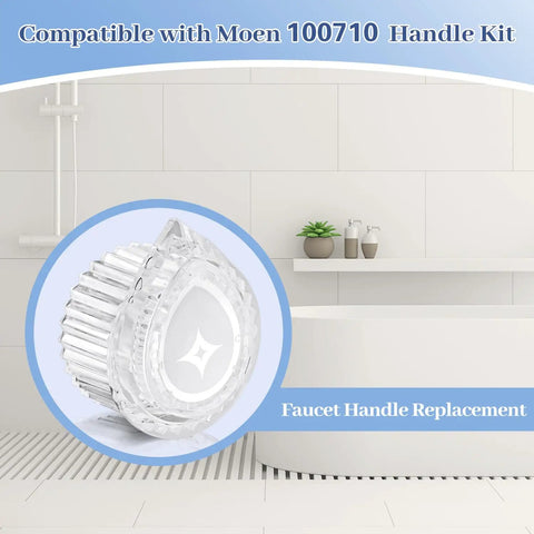 Shower Knob Replacement Kit For Posi Temp Single Handle Tub And Shower Chrome Finish with crystal knob in bathroom setting