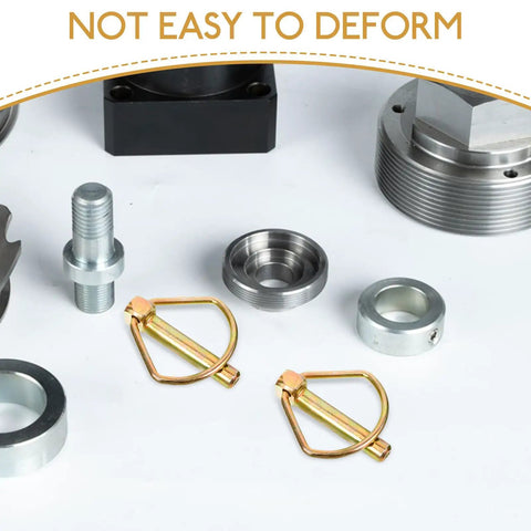 Heavy Duty Linch Pin Lock Shaft Fastener secures tractor trailer axles with golden finish and durable design components.
